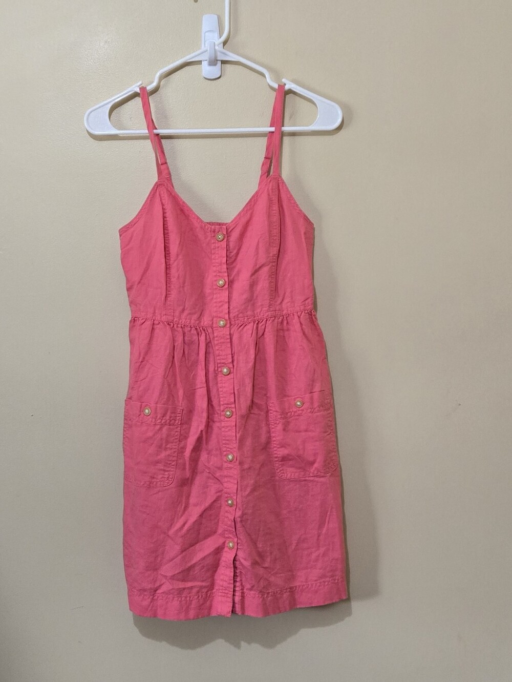 Aerie Pink Linen Cotton Blend Dress